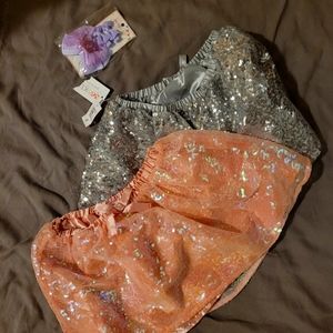 Pink & Silver sequin 365 Kids dance skirts size 5